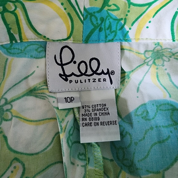 Lilly Pulitzer Vintage White Label Blue Green Sea Creature Shorts 10P - Picture 7 of 12